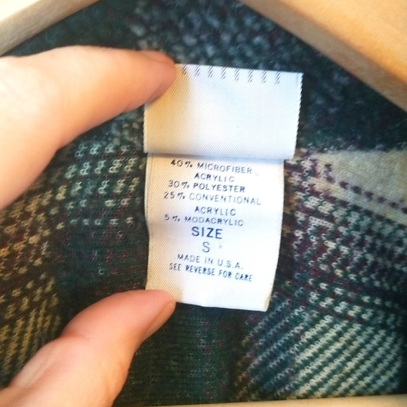 90s B. MOSS Checked Fleece Shirt Jacket - Picture 6 of 7